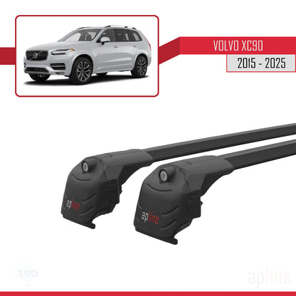 Compatible avec Volvo XC90 II 2015-2025 ACE-2 Barres de Toit Railing Porte-Bagages de Voiture Noir Aluminium 2 Barres