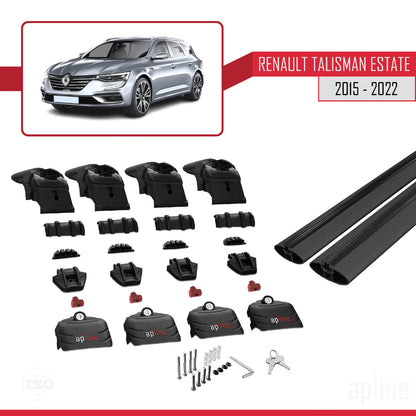 Compatible avec Renault Talisman Break 2015-2022 ACE-2 Barres de Toit Railing Porte-Bagages de Voiture Noir Aluminium 2 Barres