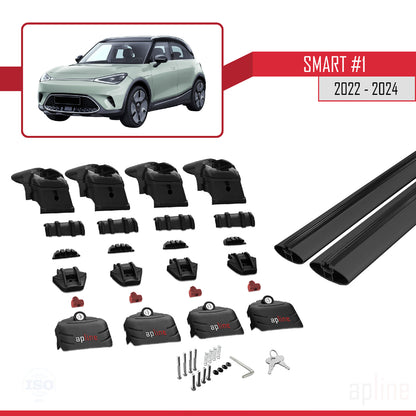 Compatible avec Smart #1 2022-2024 ACE-2 Barres de Toit Railing Porte-Bagages de Voiture Noir Aluminium 2 Barres