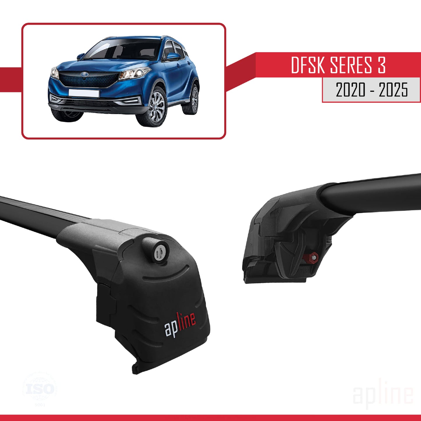 Kompatibel mit DFSK Glory/Serie 3 2020-2025 ACE-2 Dachgepäckträger, Gepäckträger, schwarzes Aluminium, 2 Stangen