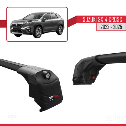 Compatible avec Suzuki SX4 S-Cross 4 (JY) 2022-2025 ACE-2 Barres de Toit Railing Porte-Bagages de Voiture Noir Aluminium 2 Barres