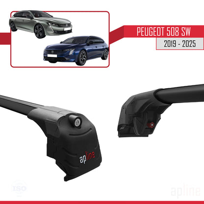 Compatible avec Peugeot 508 SW 2019-2025 ACE-2 Barres de Toit Railing Porte-Bagages de Voiture Noir Aluminium 2 Barres