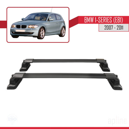 Compatible with BMW 1 Series (E81) 2007-2011 ACE-3 Car Roof Rack Cross Bar Black Aluminium 2 Bars