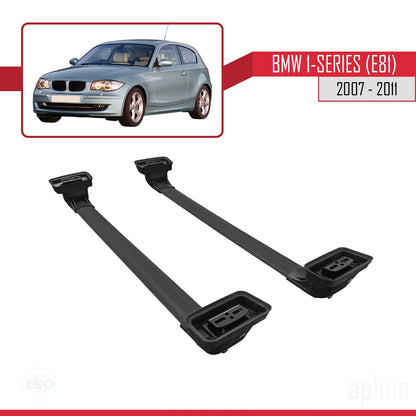Compatible with BMW 1 Series (E81) 2007-2011 ACE-3 Car Roof Rack Cross Bar Black Aluminium 2 Bars