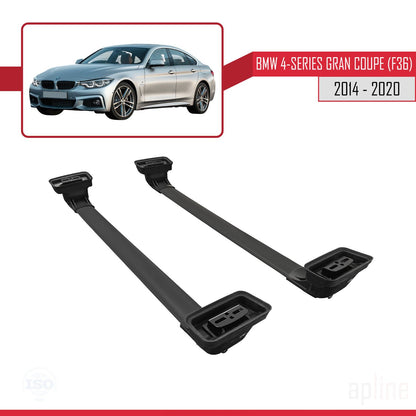 Compatible avec BMW Série 4 Gran Coupe (F36) 2014-2020 ACE-3 Barres de Toit Railing Porte-Bagages de Voiture Noir Aluminium 2 Barres