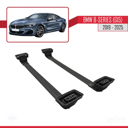 Compatible avec BMW Série 8 (G15) 2019-2025 ACE-3 Barres de Toit Railing Porte-Bagages de Voiture Noir Aluminium 2 Barres