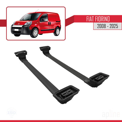 Compatible avec Fiat Fiorino 2008-2025 ACE-3 Barres de Toit Railing Porte-Bagages de Voiture Noir Aluminium 2 Barres