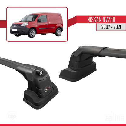 Kompatibel mit Nissan NV250 2007-2021 ACE-3 Relingträger Dachträger Auto Gepäckträger Schwarz Aluminium 2 Stangen