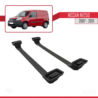 Kompatibel mit Nissan NV250 2007-2021 ACE-3 Relingträger Dachträger Auto Gepäckträger Schwarz Aluminium 2 Stangen