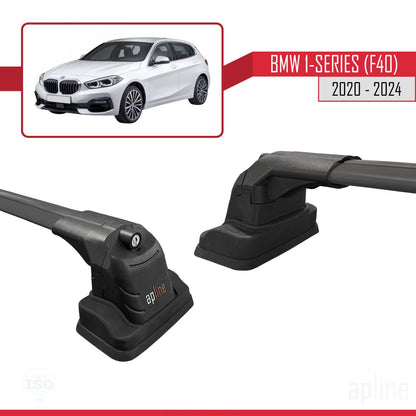 Compatible with BMW 1 Series (F40) 2020-2024 ACE-3 Car Roof Rack Cross Bar Black Aluminium 2 Bars
