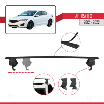 Compatible avec Acura ILX (DE1/2/3) 2012-2022 ACE-4 Barres de Toit Railing Porte-Bagages de Voiture Noir Aluminium 2 Barres