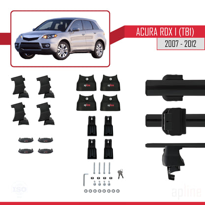 Kompatibel mit Acura RDX (TB1/2) 2007-2012 ACE-4 Dachreling Gepäckträger Schwarz Aluminium 2 Stangen
