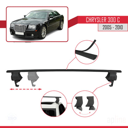 Kompatibel mit Chrysler 300C 2005-2010 ACE-4 Dachträger, Auto-Dachgepäckträger, schwarzes Aluminium, 2 Stangen