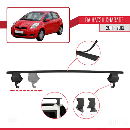 Compatible with Daihatsu Charade 2011-2013 ACE-4 Car Roof Rack Cross Bar Black Aluminium 2 Bars