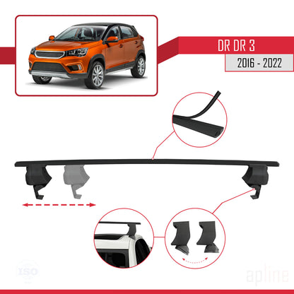 Compatible with DR DR3 2016-2022 ACE-4 Car Roof Rack Cross Bar Black Aluminium 2 Bars