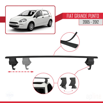 Compatible avec Fiat Grande Punto (199) 2005-2012 ACE-4 Barres de Toit Railing Porte-Bagages de Voiture Noir Aluminium 2 Barres