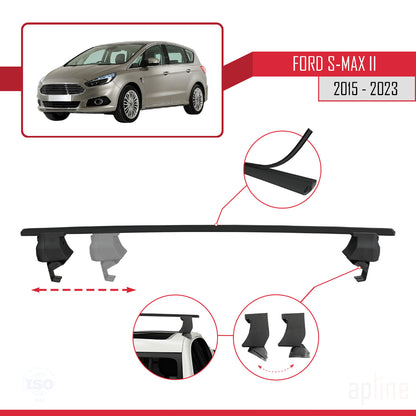Compatible with Ford S-Max 2 (CD539) 2015-2023 ACE-4 Car Roof Rack Cross Bar Black Aluminium 2 Bars