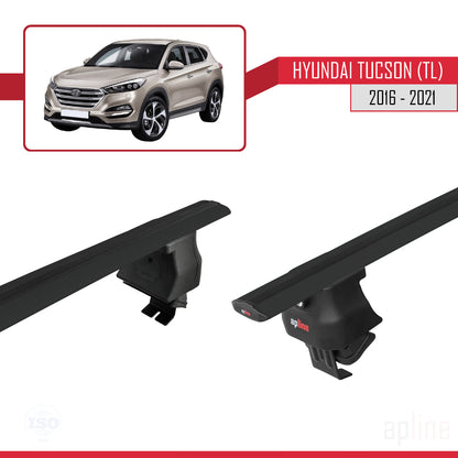 Compatible avec Hyundai Tucson 3 (TL) 2016-2021 ACE-4 Barres de Toit Railing Porte-Bagages de Voiture Noir Aluminium 2 Barres