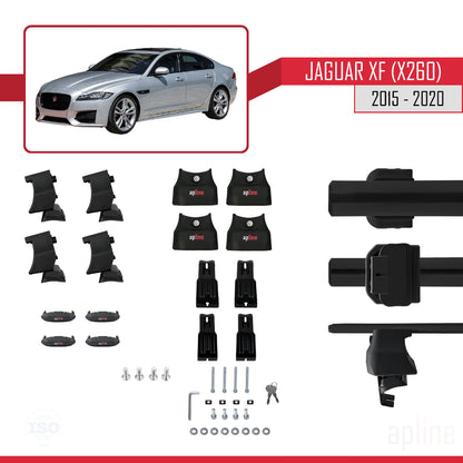 Compatible avec Jaguar XF (X260) Pre-Facelift 2015-2020 ACE-4 Barres de Toit Railing Porte-Bagages de Voiture Noir Aluminium 2 Barres