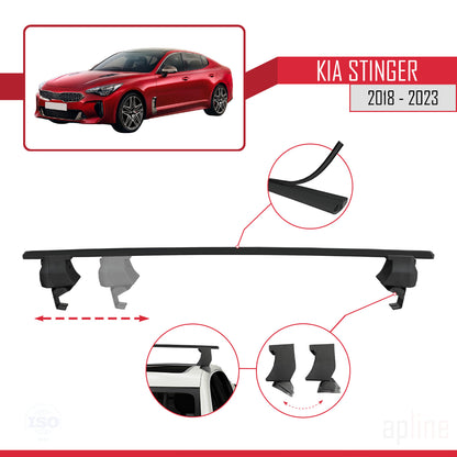 Compatible with Kia Stinger 2018-2023 ACE-4 Car Roof Rack Cross Bar Black Aluminium 2 Bars