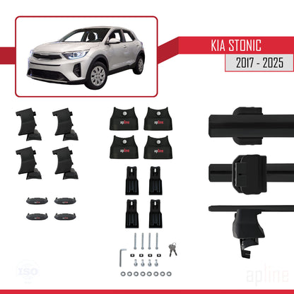 Kompatibel mit Kia Stonic 2017-2025 ACE-4 Relingträger Dachträger Auto Gepäckträger Schwarz Aluminium 2 Stangen