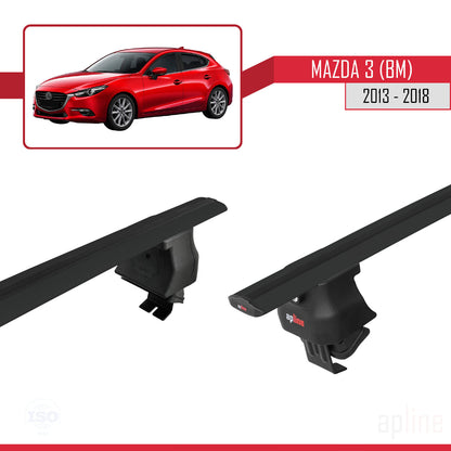 Compatible with Mazda 3 III (BM) 2013-2018 ACE-4 Car Roof Rack Cross Bar Black Aluminium 2 Bars
