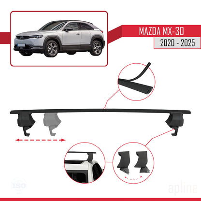 Compatible avec Mazda MX-30 (DR) 2020-2025 ACE-4 Barres de Toit Railing Porte-Bagages de Voiture Noir Aluminium 2 Barres