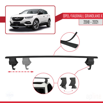 Compatible avec Opel Grandland X 2018-2021 ACE-4 Barres de Toit Railing Porte-Bagages de Voiture Noir Aluminium 2 Barres