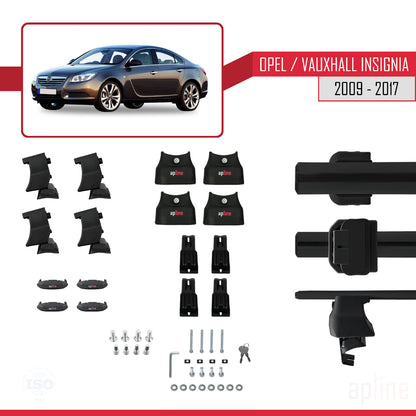 Compatible with Opel/Vauxhall Insignia 2009-2017 ACE-4 Car Roof Rack Cross Bar Black Aluminium 2 Bars