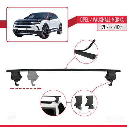 Compatible with Opel/Vauxhall Mokka B 2021-2025 ACE-4 Car Roof Rack Cross Bar Black Aluminium 2 Bars