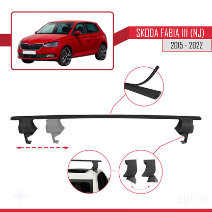Compatible avec Skoda Fabia 3 (NJ) 2015-2022 ACE-4 Barres de Toit Railing Porte-Bagages de Voiture Noir Aluminium 2 Barres