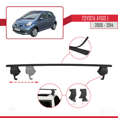 Compatible avec Toyota Aygo 2005-2014 ACE-4 Barres de Toit Railing Porte-Bagages de Voiture Noir Aluminium 2 Barres
