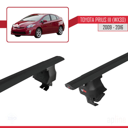 Compatible avec Toyota Prius 3 (XW30) 2009-2016 ACE-4 Barres de Toit Railing Porte-Bagages de Voiture Noir Aluminium 2 Barres