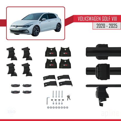 Kompatibel mit Volkswagen Golf 8 (CD1) 2020-2025 ACE-4 Relingträger Dachträger Auto Gepäckträger Schwarz Aluminium 2 Stangen