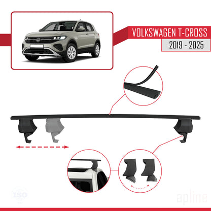 Compatible avec Volkswagen T-Cross (C11) 2019-2025 ACE-4 Barres de Toit Railing Porte-Bagages de Voiture Noir Aluminium 2 Barres