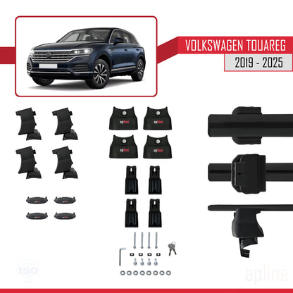 Kompatibel mit Volkswagen Touareg 3 (CR) 2019-2025 ACE-4 Relingträger Dachträger Auto Gepäckträger Schwarz Aluminium 2 Stangen