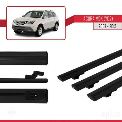 Kompatibel mit Acura MDX (YD2) 2007-2013 Basismodell Dachgepäckträger, schwarzes Aluminium, 3 Stangen