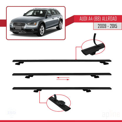 Kompatibel mit A4 (B8) Allroad 2009-2015 Basismodell Dachgepäckträger, schwarzes Aluminium, 2 Stangen