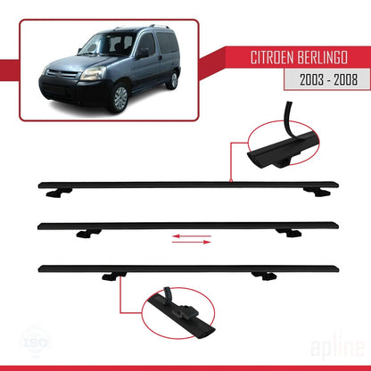 Compatible with Citroen Berlingo (M59) 2003-2008 BASIC Model Car Roof Rack Cross Bar Black Aluminium 2 Bars
