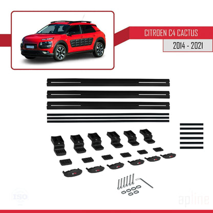 Compatible avec Citroen C4 Cactus 2014-2021 BASIC Model Barres de Toit Railing Porte-Bagages de Voiture Noir Aluminium 3 Barres