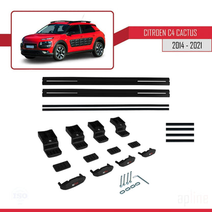 Compatible avec Citroen C4 Cactus 2014-2021 BASIC Model Barres de Toit Railing Porte-Bagages de Voiture Noir Aluminium 2 Barres