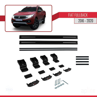 Compatible avec Fiat Fullback 2016-2020 BASIC Model Barres de Toit Railing Porte-Bagages de Voiture Noir Aluminium 2 Barres