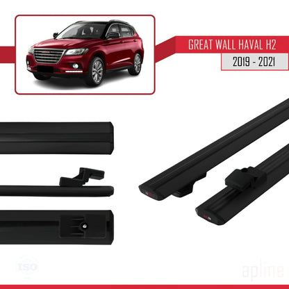 Compatible with Great Wall Haval H2 2019-2021 BASIC Model Car Roof Rack Cross Bar Black Aluminium 2 Bars