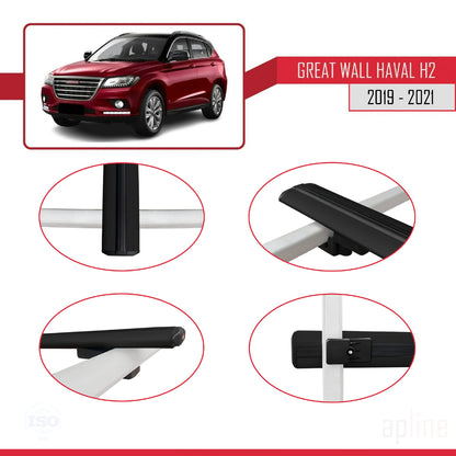 Compatible with Great Wall Haval H2 2019-2021 BASIC Model Car Roof Rack Cross Bar Black Aluminium 2 Bars