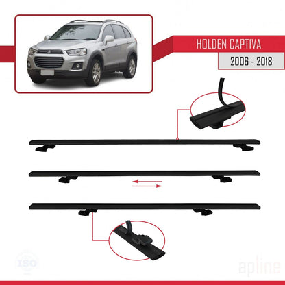 Kompatibel mit Holden Captiva 2006-2018 BASIC Modell Dachgepäckträger, schwarzes Aluminium, 2 Stangen