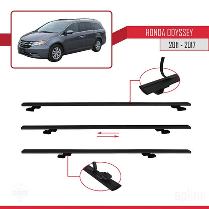 Compatible avec Honda Odyssey 2011-2017 BASIC Model Barres de Toit Railing Porte-Bagages de Voiture Noir Aluminium 2 Barres