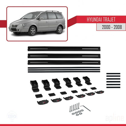 Compatible avec Hyundai Trajet 2000-2008 BASIC Model Barres de Toit Railing Porte-Bagages de Voiture Noir Aluminium 3 Barres