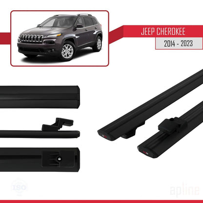 Compatible avec Jeep Cherokee 5 (KL) 2014-2023 BASIC Model Barres de Toit Railing Porte-Bagages de Voiture Noir Aluminium 2 Barres