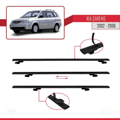 Compatible avec Kia Carens Post-Facelift 2002-2006 BASIC Model Barres de Toit Railing Porte-Bagages de Voiture Noir Aluminium 2 Barres