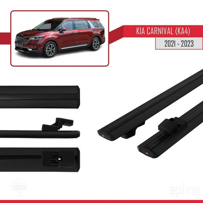 Compatible with Kia Carnival 4 (KA4) 2021-2023 BASIC Model Car Roof Rack Cross Bar Black Aluminium 2 Bars